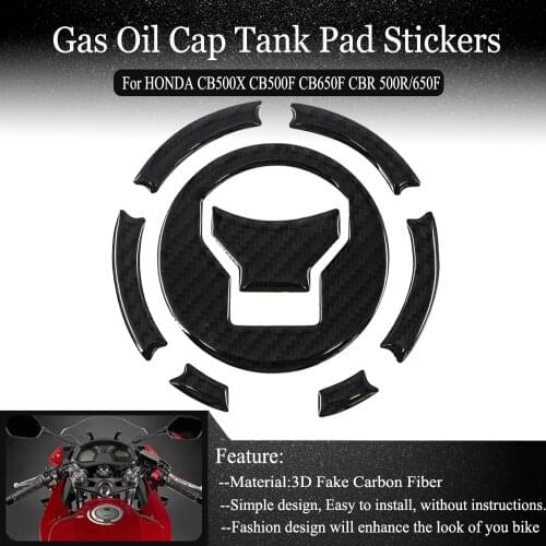 For HONDA CBR500R CB500X CB500F CB650F CBR650F Motorcycle Fuel Tank Pad Decals Carbon Fiber Gas Oil Cap Cover Protector Stickers