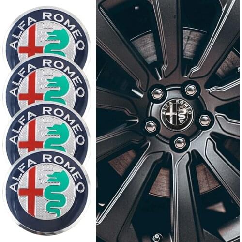 4Pcs Metal Car Emblem Wheel Hub Center Cap Stickers For Alfa Romeo Giulietta Giulia Mito 147 159 156 Spider GT Stelvio Tonale