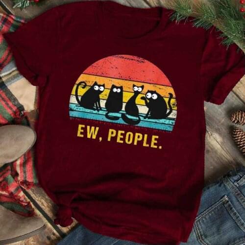 New Graphic Tees Tshirt Cartoon Ew People Cat Harajuku Women T-shirts Ladies Tops Tee Shirt Streetwear Female Kawaii Y2k Top