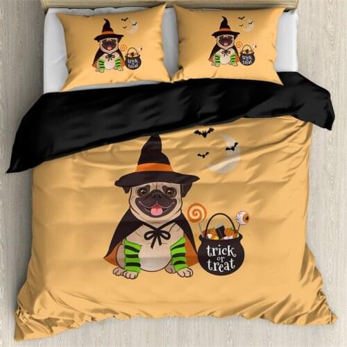New Autumn Comfort Duvet Covers Puppy Dog Halloween Printed Bed Room Soft Quilt Cover and Pillow Cover Home Queen Bed Linens