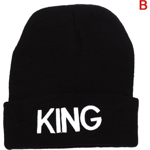 New KING QUEEN Beanies Couples Caps Warm Winter Autumn Elastic Knit Hats For Men Women Ski Sports Hat