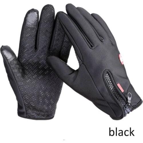 Q Men Women Cycling Gloves Windproof Anti-slip Zipper Full Finger Touch Screen Mittens Bike Sports Gloves Winter Warm Gloves