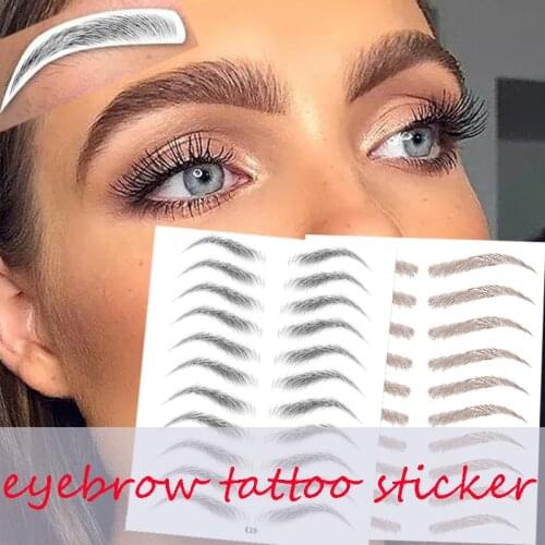 Water-based Hair-liked Authentic 3D Tattoo Eyebrow Stickers Long Lasting Cosmetics Waterproof False Eyebrow Sticker for Women
