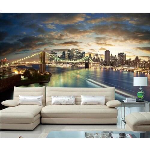 Custom photo wallpaper Large 3D Stereo romantic Landscape Walls city night views 3d room wallpaper landscape