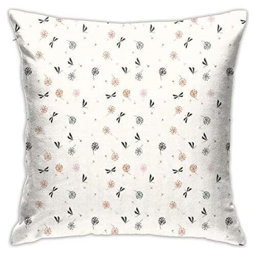 Pooizsdzzz Personalized Abraction Flyaway Dandes Spring Bugs On Champagne Color Background Hand Drawn Nature Decorative Pillow