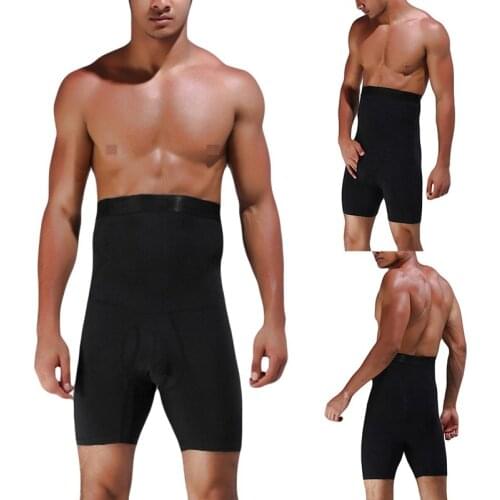 Hot Mens High Waist Shaping Pants Fitness Abdomen Control Mens Shaping Shorts High Waist