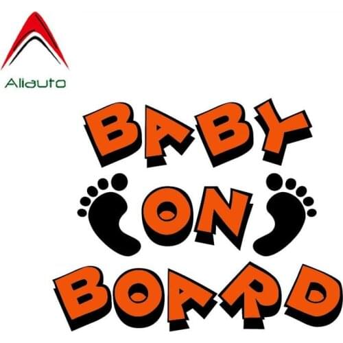 Aliauto Warning Car Sticker Baby on Board Footprints Decoration PVC Waterproof Sunscreen Cover Scratch Decal,15cm*11cm