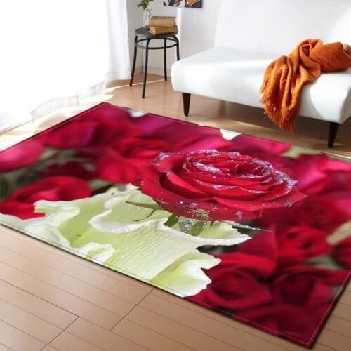 Flower rose heart 3D Printing Carpet Hallway Doormat Anti - Slip Bathroom tea table wedding Carpet Absorb Water Kitchen Mat/Rug