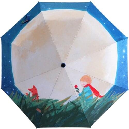 TIANQI Novelty Gifts Painting Umbrella Three Fold paraguas Women Parasol Anti-uv Waterproof Rain Umbrellas The Little Prince