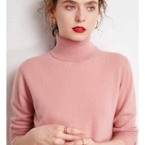 Turtleneck Sweater Ladies 12Colors 100 cashmere Knitted Pullover Woman 2020 New Winter Autumn Warm Pure Pashmina Knit Tops Cloth