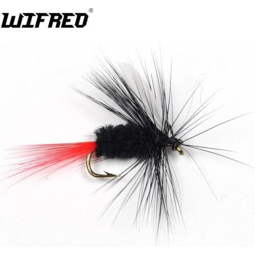 10PCS WIFREO Free Box Black White Wings Trout Fishing May Fly Dry Fly Buggs Fishing Lure Size 10