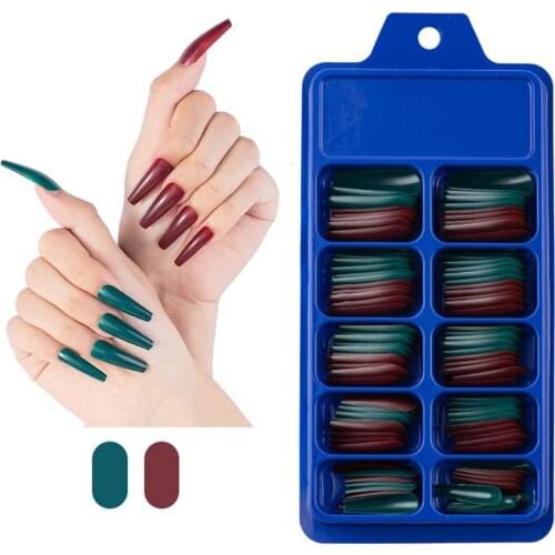 100PCS Nail Patch Candy Colors Long Ballerina Fake Nails Art Tips ABS Natural Artificial Nail Decoration Full Cover Manicure