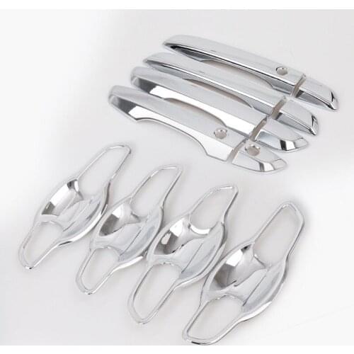 12pcs Chrome ABS Car Door Handle+Door Bowl Trim Moldings Decorate Cover Frame Decal For Honda Civic 2016 Car Styling Accessories