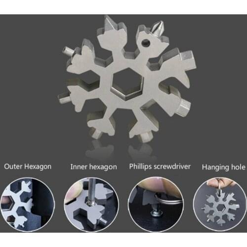 18 in 1 Snowflake Spanner Keyring Hex Multifunction Outdoor Hike Wrench Key Ring Pocket Multipurpose Camp Survive Hand Tools