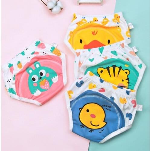 4Pcs/set of baby underwear cotton triangle printing childrens bread underwear girls pure cotton learning library
