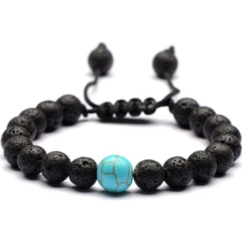 7 Colors 10mm Natural Stone 8MM Lava Stone Beads Bracelets DIY Essential Oil Diffuser Braided Buddha Beads Yoga Jewelry Women