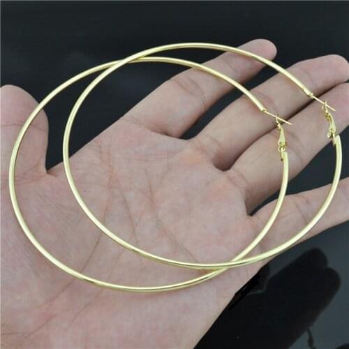 8/10cm Large Hoop Earrings Gold Color for Women Round Big Circle Earrings Hoops Ear Jewelry Fashion Party Club Jewelry Gifts