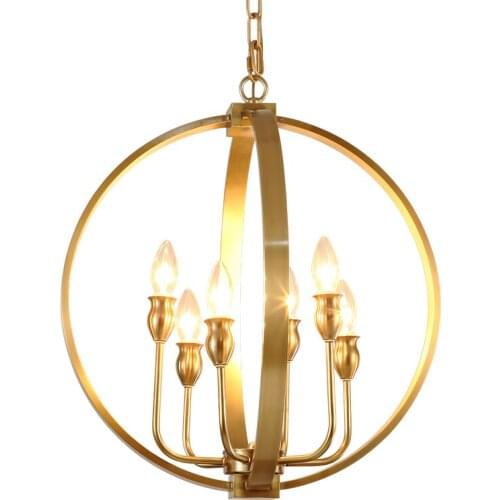 American Copper LED Pendant Lights Modern Globe Lamps for Dining Room Villa Restaurant Bar Living Room Lights Decor Lighting