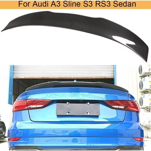 Car Rear Trunk Spoiler Wing For Ausi A3 Sline S3 RS3 Sedan 2014 - 2019 Carbon Fiber Rear Trunk Boot Lip Wing Spoiler