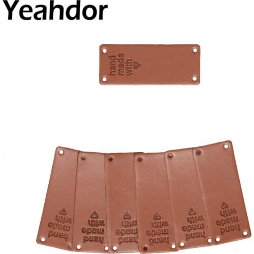 50Pcs Faux Leather Labels Handmade Garment Tags Labels Clothes Handcraft Labels for Jeans Bags DIY Clothing Sewing Accessories