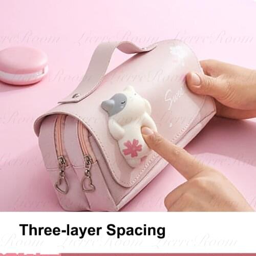 LierreRoom Pencil Case EVA Storage Box Cute Pink Cartoon Pencil Case Suitable for Female Students Kawaii Stationery Gift Bag