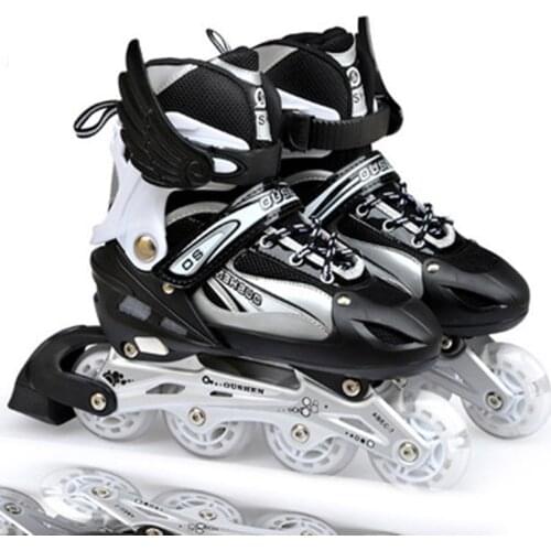 New adult black inline skates roller skates adjustable aluminum bracket
