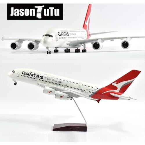 JASON TUTU 43-47cm Qantas Airbus A380 Aircraft Airplane Model Australia 1/160 Scale Diecast Resin Light and Wheel Plane Gift