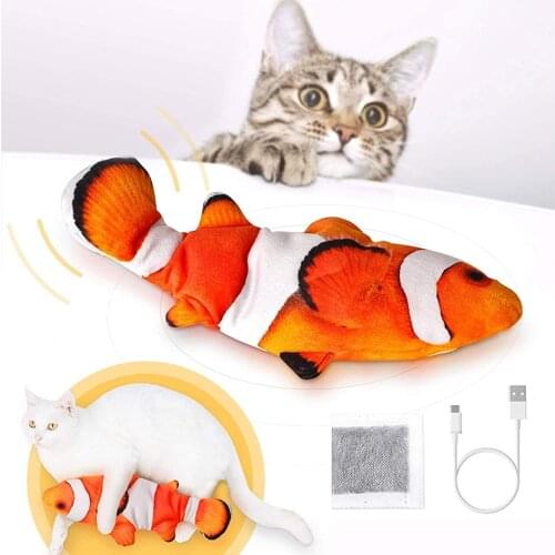 Electric Movable Fish for Cat, Kitten Interactive Realistic Flopping Doll Wiggle Catnip Simulation Fish Cat Fun Toy for Chewing