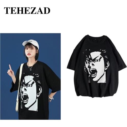 Unisex Style T-Shirt Couple 2021 Summer T-Shirt Mens Short-Sleeved Japanese Anime Male Avatar Loose Large Size T-Shirt Women