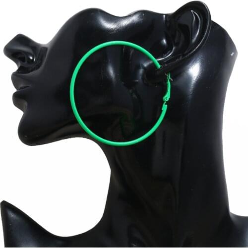 Personality Candy Color Big Circle Hoop Earrings For Women Fashion Jewelry Purple Pink Round Circle Earring Night Club Party