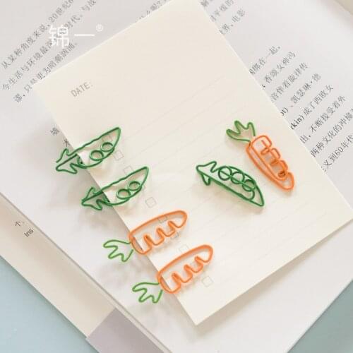 Kawaii Stationery Peas And Carrots Special-shaped Paper Clips 24 PCS/Lot Geometric Multi-function Bookmark