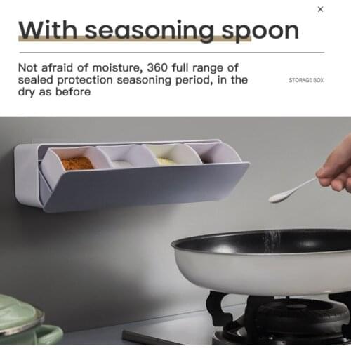 Seasoning Box Combination Set Household Kitchen Supplies Salt Sugar Monosodium Glutamate Four Compartment Storage Seasoning Jar