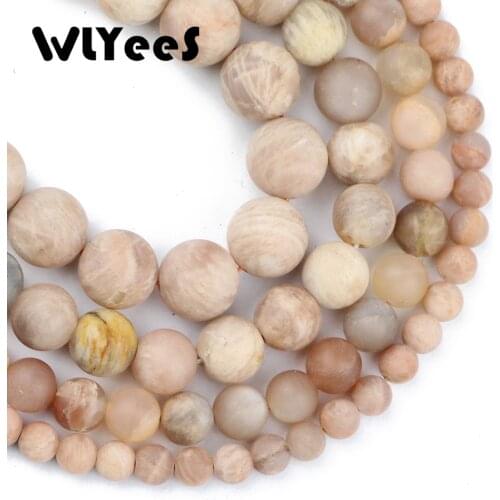 WLYeeS Natural Stone Matte Sun Stone Round ball 6/8/10/12MM Loose bead for Handmade fashion jewelry Findings making bracelet DIY