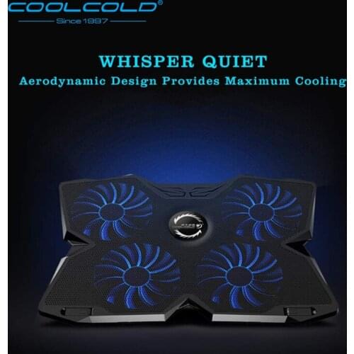 COOLCOLD Laptop Cooler Laptop Cooling Pads Notebook Gaming Cooler Stand with Four Fan and 2 USB Ports for 12-17inch Laptop