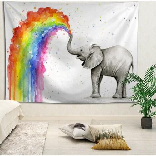 Custom Cute Bathing Elephant Art Painting Wall Hanging HD Landscape 3D Printing Digital Printing Home Decoration Tapestry