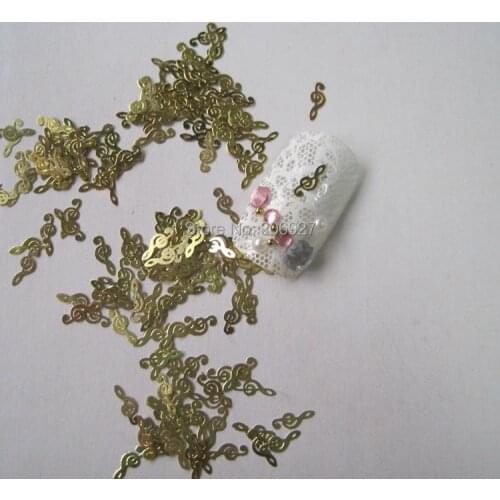 MS42 100pcs Gold Cute Music Sign Deco Nail Art Metal Sticker Nail Art Decoration Non-adheisve Sticker