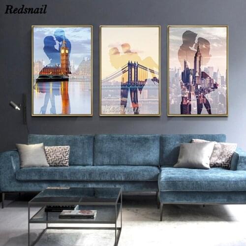 Triptych Diy Diamond Painting 3 Pieces Abstract couple Wall Art Full Drill mosaic diamant Embroidery New York City MM026