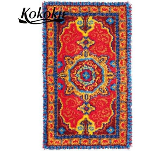Hobby craft latch hook kits flowers large printed canvas yarn carpet diy latch hook rug kits carpet embroidery carpet diy rug
