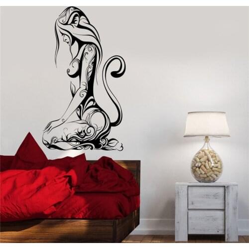 Wall Decal Sexy Girl Cat Animal Abstract Pattern Beautiful Sticker Art Decor Wall Decals living Wall Sticker 2998