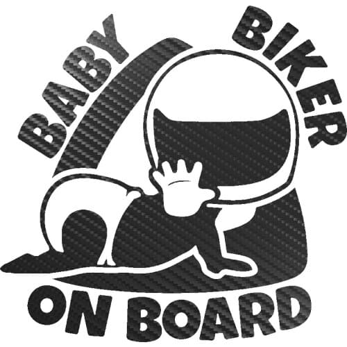 ChienHow 15*14.5cm Baby Biker on Board Carbon Fiber Vinyl Car Stickers 3D JDM Funny Stickers on Auto Motorcycle Decals for Car