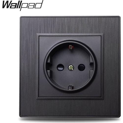Wallpad S6 EU Electric Outlet Power Wall Socket German Plug Black Silver Gold Brushed PC Plastic Imitating Aluminum