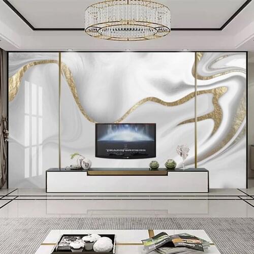 Custom Mural Wallpaper Modern 3D Golden Line Jazz White Marble Wallpaper Living Room TV Sofa Abstract Art Wall Papers Home Decor