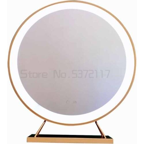 Round desktop led with light make-up mirror desktop large household Dresser Mirror net red fill mirror