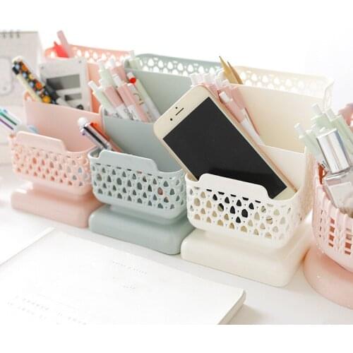 New Creative Multi-function 3 Grids Desktop Storage Box Cosmetic Storage Sub-grid Pen Case Makeup Organizer Desk Holder