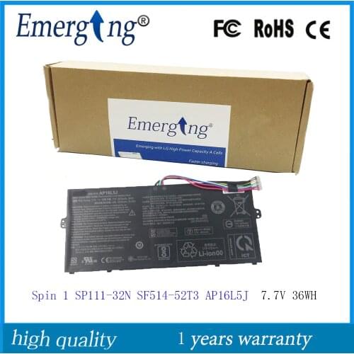 7.7V 36Wh New Original AP16L5J Laptop Battery for Acer SF514-52T-83U3 2ICP4/91/91 SF514-52T-86W1 Spin 1 SP111-32N SF5