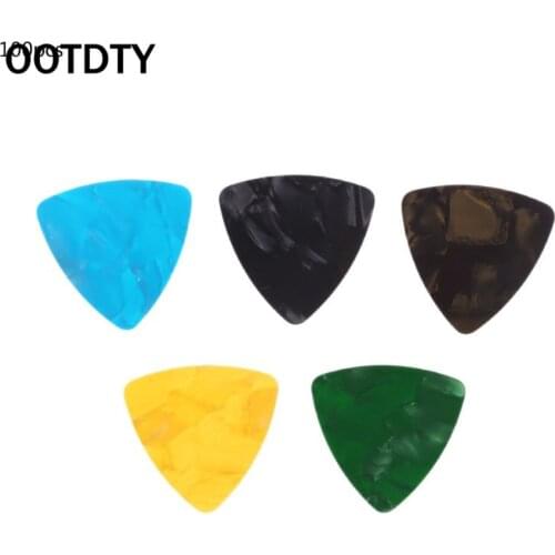 OOTDTY uitar Pick Plectrum 100pcs Triangle Celluloid Instruments 0.46mm Random Color