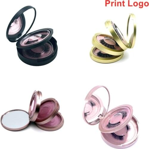 Wholesale 3 Pairs Lashes Packaging Boxes Round Box Package Three Layer Rose Gold False Eyelashes Lash Cases Black Pink Makeup