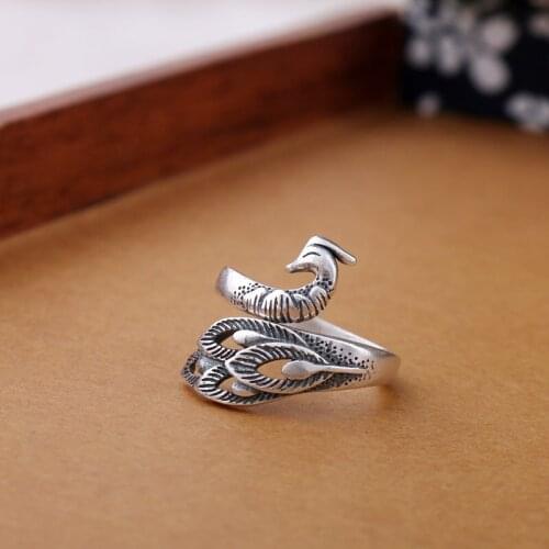 Open Big Peacock Ring for Women Vintage Boho Party Rings Gothic Punk Jewelry Gifts for Girls 2021