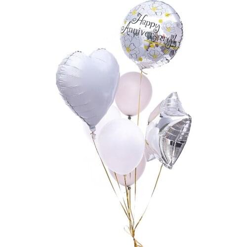 7pcs/1set 12-18inch Clear Latex Balloon happy Anniversary Rose Gold Silver Confetti Party Decor Adult ball