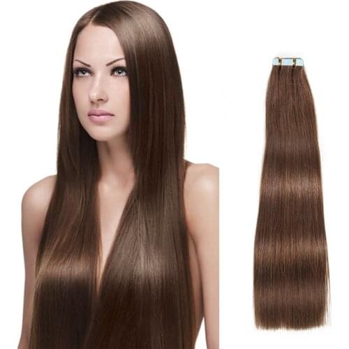 Straight Remy Hair 14-22 Inch Adhensive Tape Hair Extension 20/40/80pcs for a Head